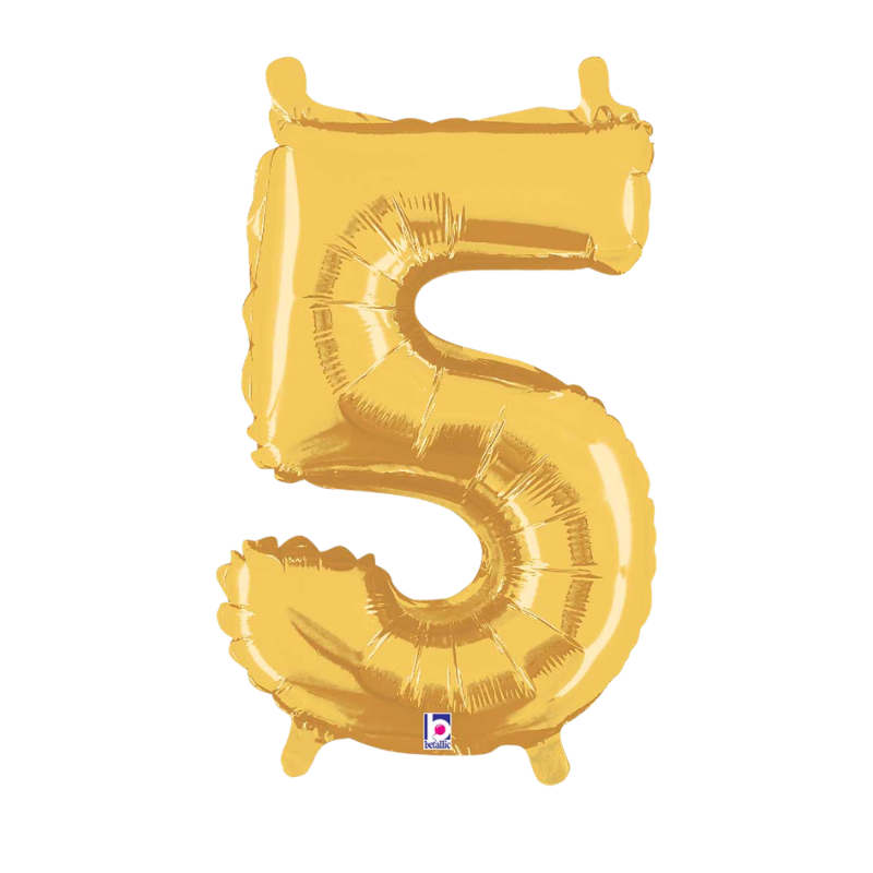 14" Betallic Gold Number Megaloon Air-Fill Foil Balloon | Numbers 0-9