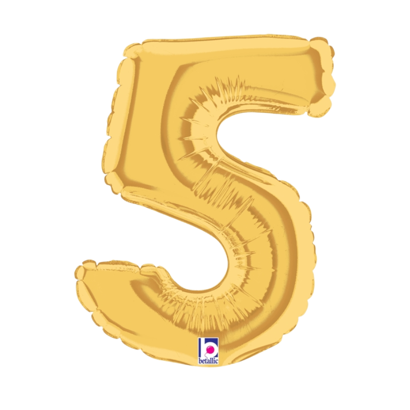 7" Betallic Gold Number Megaloons Foil Air-Fill Balloon | Numbers 0-9