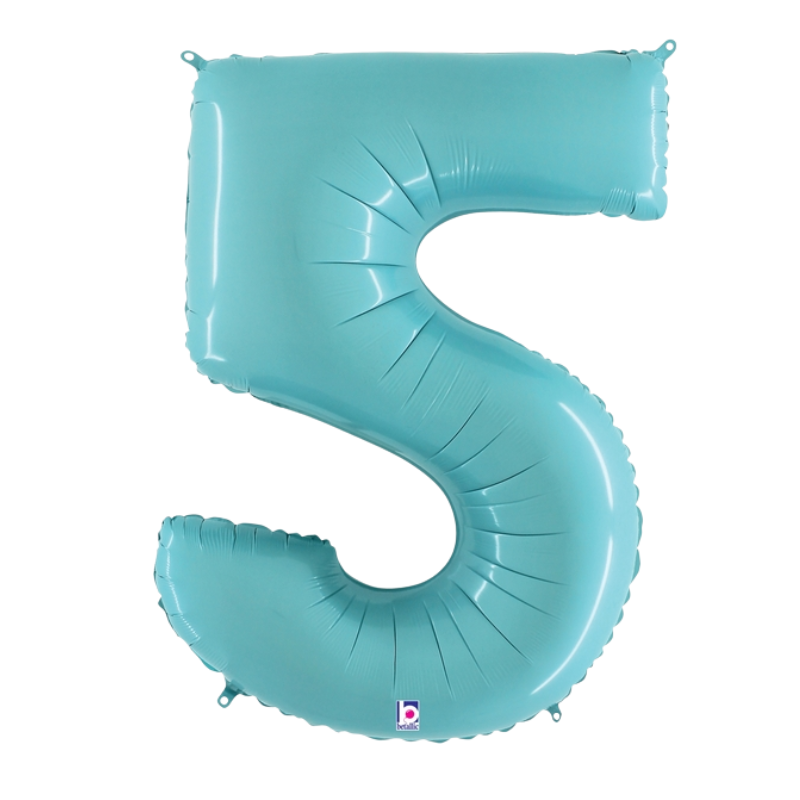 Globos con números de lámina azul pastel de 34" - Megaloons | Números 0-9