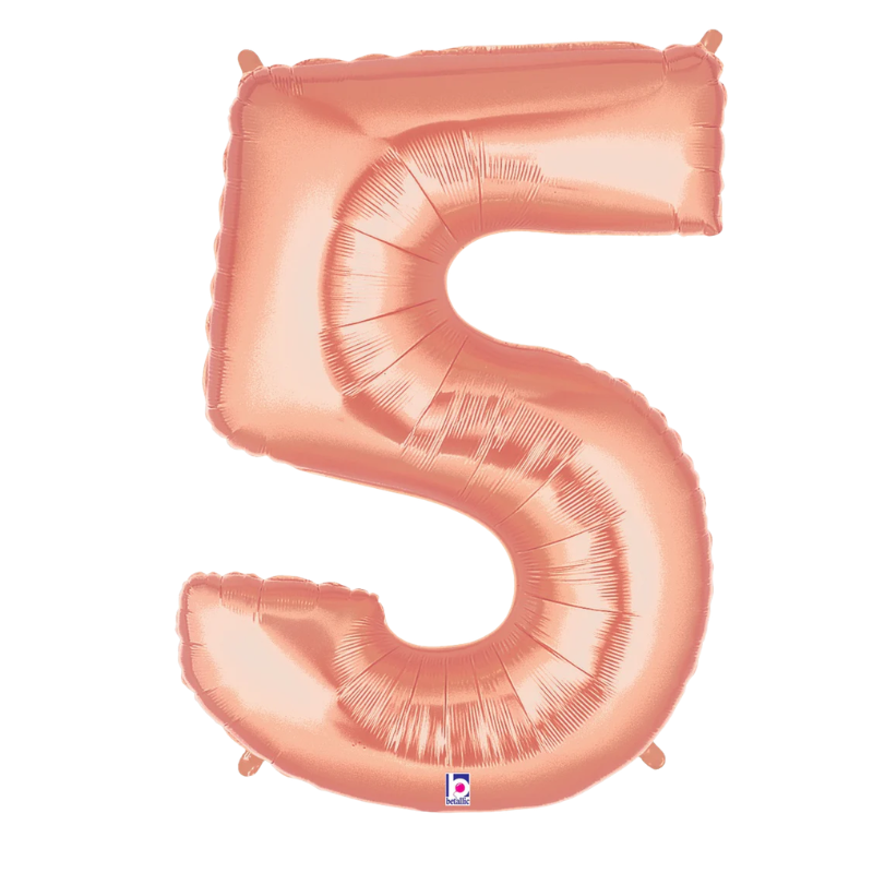 34" Betallic Rose Gold Number Megaloons Foil Balloon | Numbers 0-9