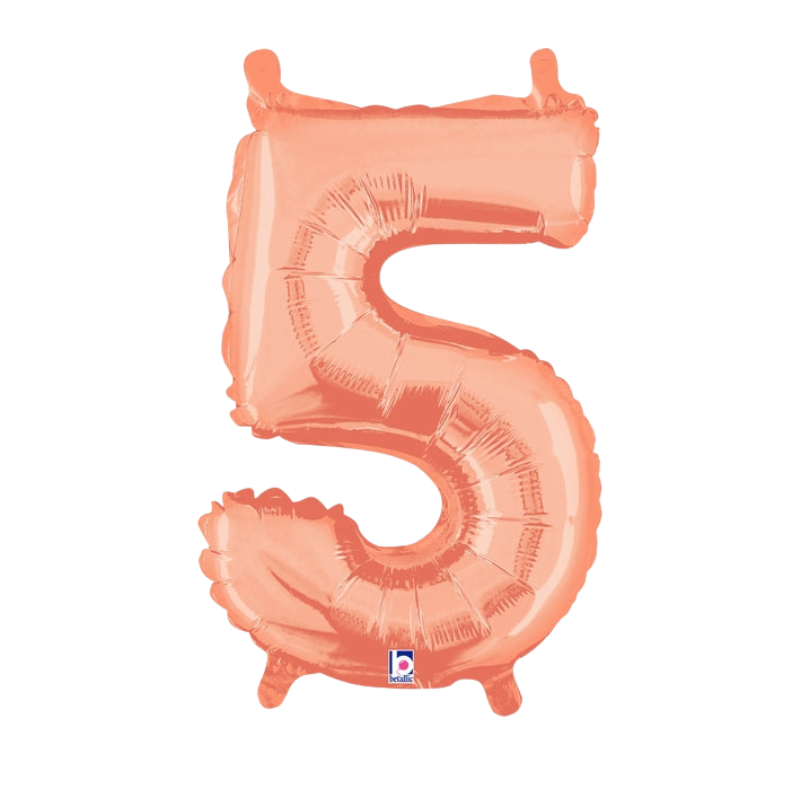 Globos con números de oro rosa de 14" | 34" - Megaloons | 2 tamaños disponibles - Números 0-9