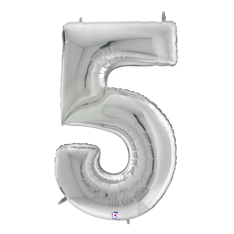 53" Betallic Silver Number Gigaloons Foil Balloon | Numbers 0-9 - Four Feet Tall!