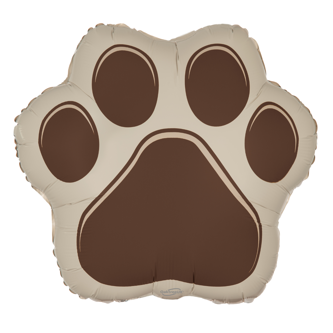 20" Oaktree UK Brown Large Paw Print Shape Foil Balloon