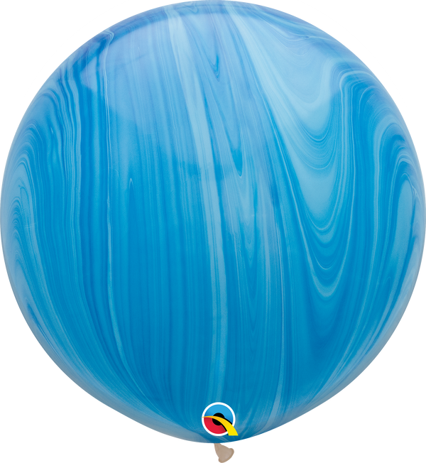 30" Qualatex Blue SuperAgate Latex Balloons | 2 Count