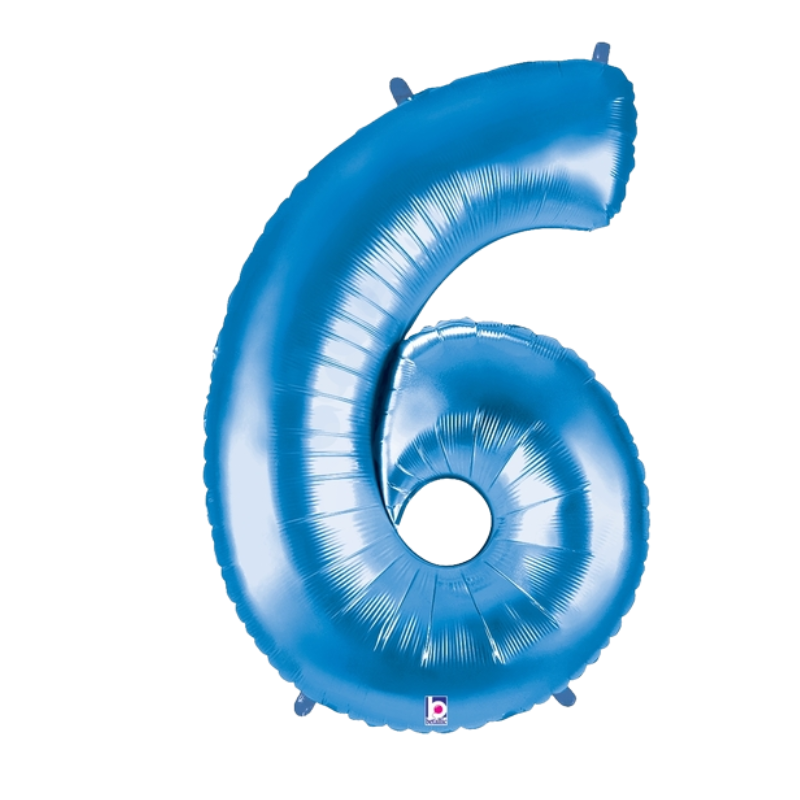 34" Betallic Blue Number Foil Balloon - Megaloons | Numbers 0 - 9
