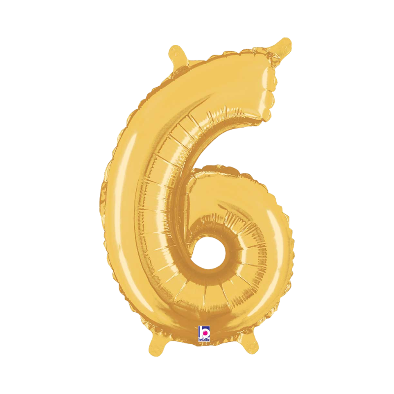 14" Betallic Gold Number Megaloon Air-Fill Foil Balloon | Numbers 0-9