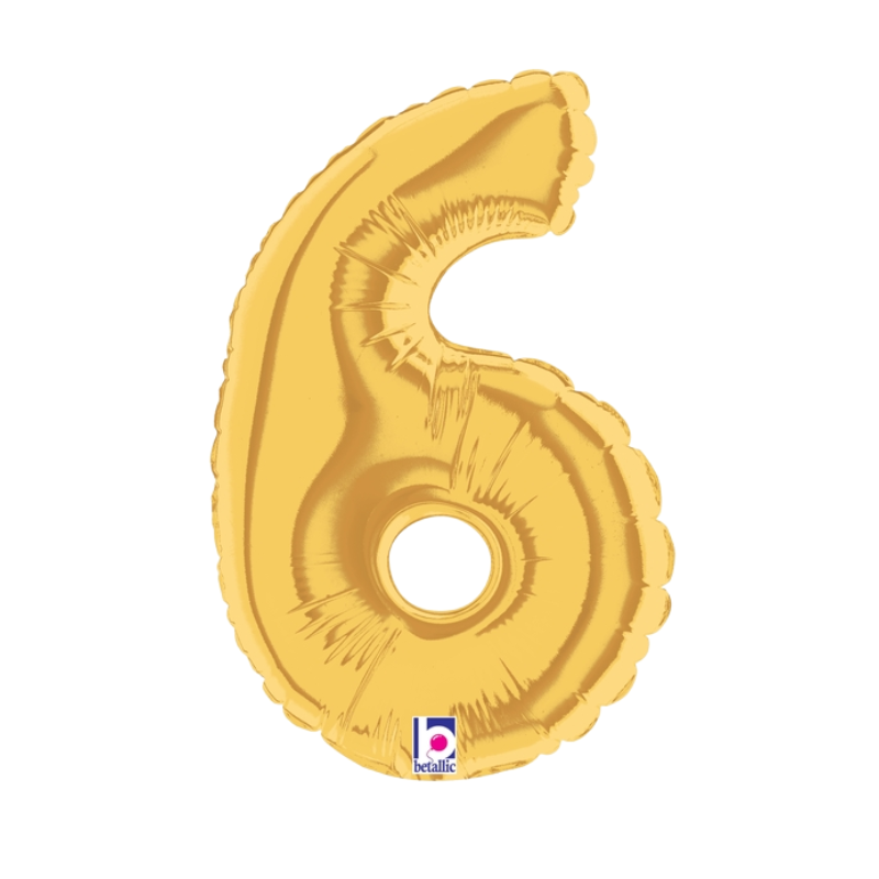 7" Betallic Gold Number Megaloons Foil Air-Fill Balloon | Numbers 0-9