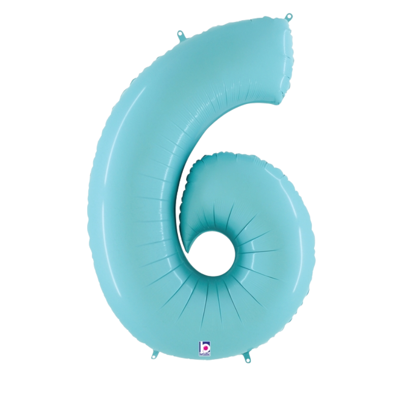 Globos con números de lámina azul pastel de 34" - Megaloons | Números 0-9