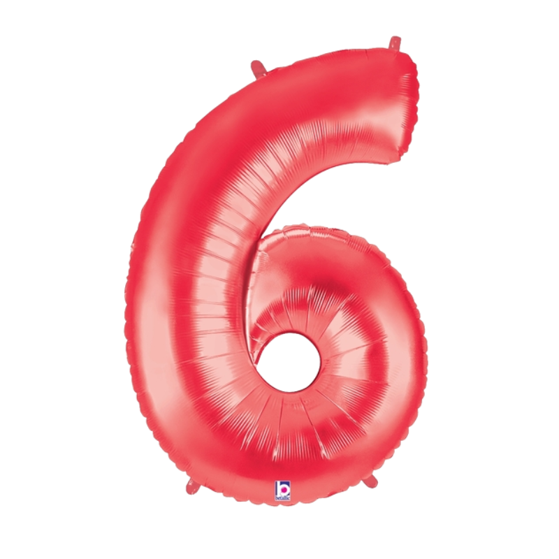 34" Betallic Red Number Megaloons Foil Balloon | Numbers 0-9
