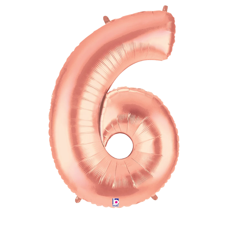 34" Betallic Rose Gold Number Megaloons Foil Balloon | Numbers 0-9