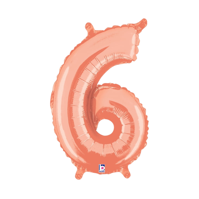 Globos con números de oro rosa de 14" | 34" - Megaloons | 2 tamaños disponibles - Números 0-9