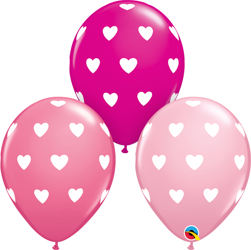 11" Qualatex Big Hearts Assortment Latex Balloon | 50 Count