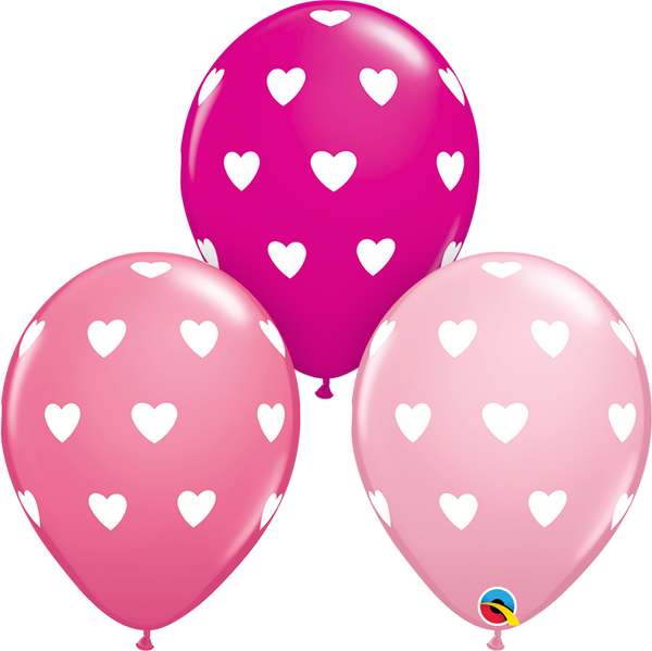 11" Big Hearts Assortment Latex Balloon | 50 Count