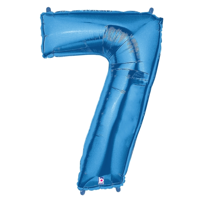 34" Betallic Blue Number Foil Balloon - Megaloons | Numbers 0 - 9