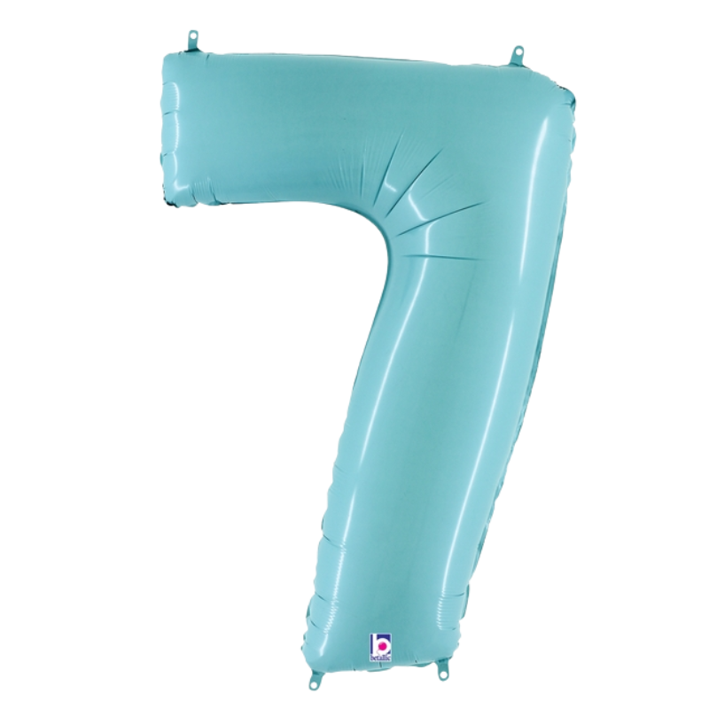 Globos con números de lámina azul pastel de 34" - Megaloons | Números 0-9