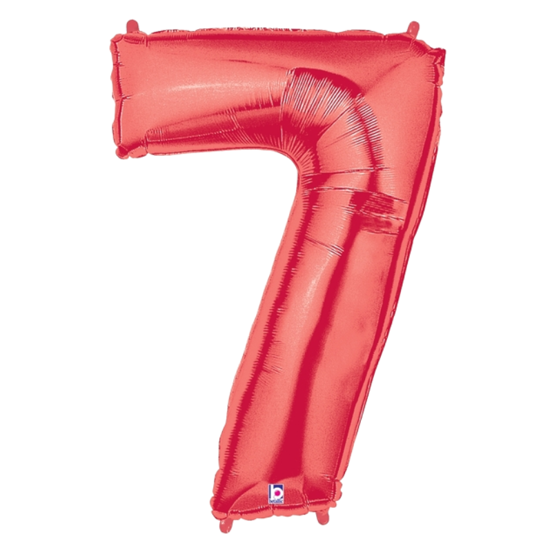 34" Betallic Red Number Megaloons Foil Balloon | Numbers 0-9