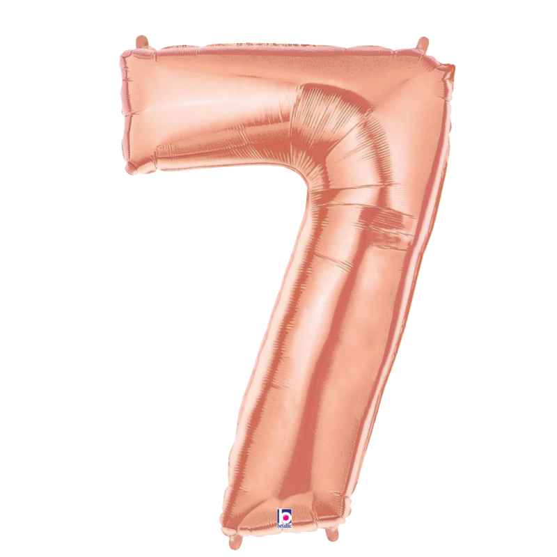 34" Betallic Rose Gold Number Megaloons Foil Balloon | Numbers 0-9