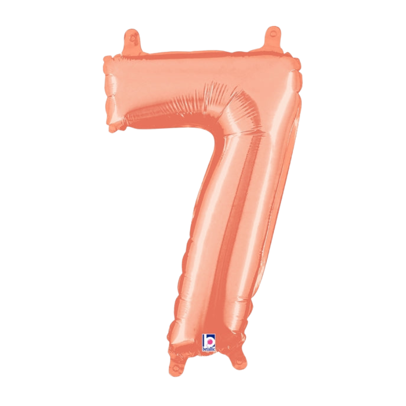 Globos con números de oro rosa de 14" | 34" - Megaloons | 2 tamaños disponibles - Números 0-9
