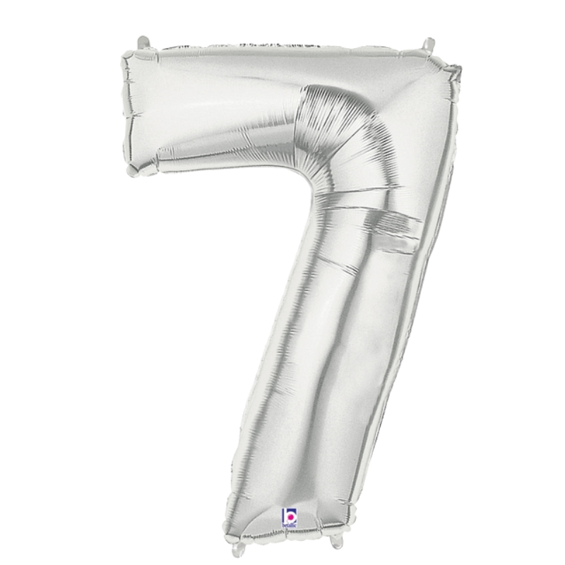 34" Betallic Silver Number Megaloons Foil Balloon | Numbers 0-9