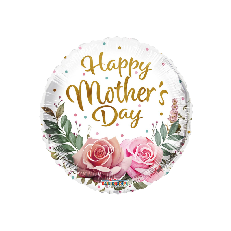 9" Happy Mother's Day 2 Roses & Leaves Airfill Foil Balloon (P11) | Buy 5 Or More Save 20%