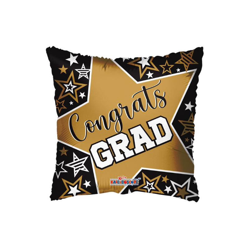 9" Conver Congrats Grad Big Star Square Airfill Foil Balloons (P30) | Buy 5 or More Save 20%