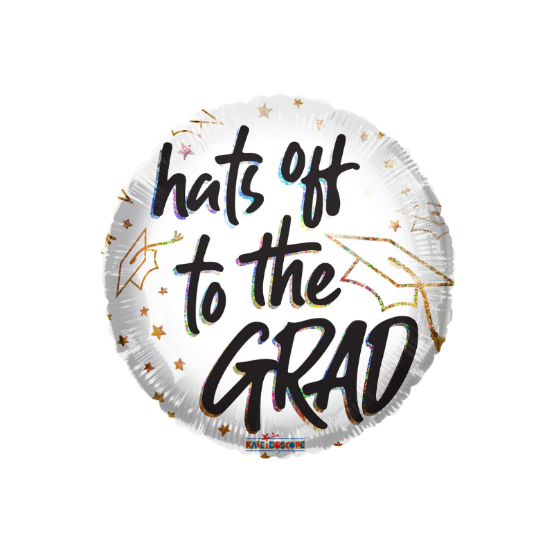 9" Hats Off To The Grad Holographic Airfill Foil Balloon (P30) | Buy 5 or More Save 20%