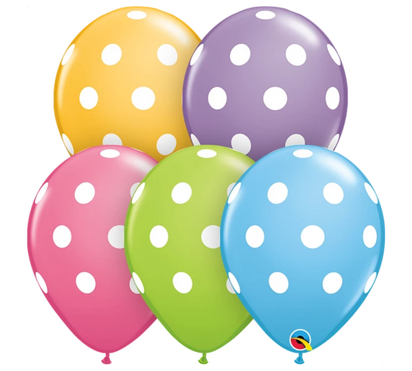 11" Qualatex Pastel Polka Dots Assortment Latex Balloons | 50 Count