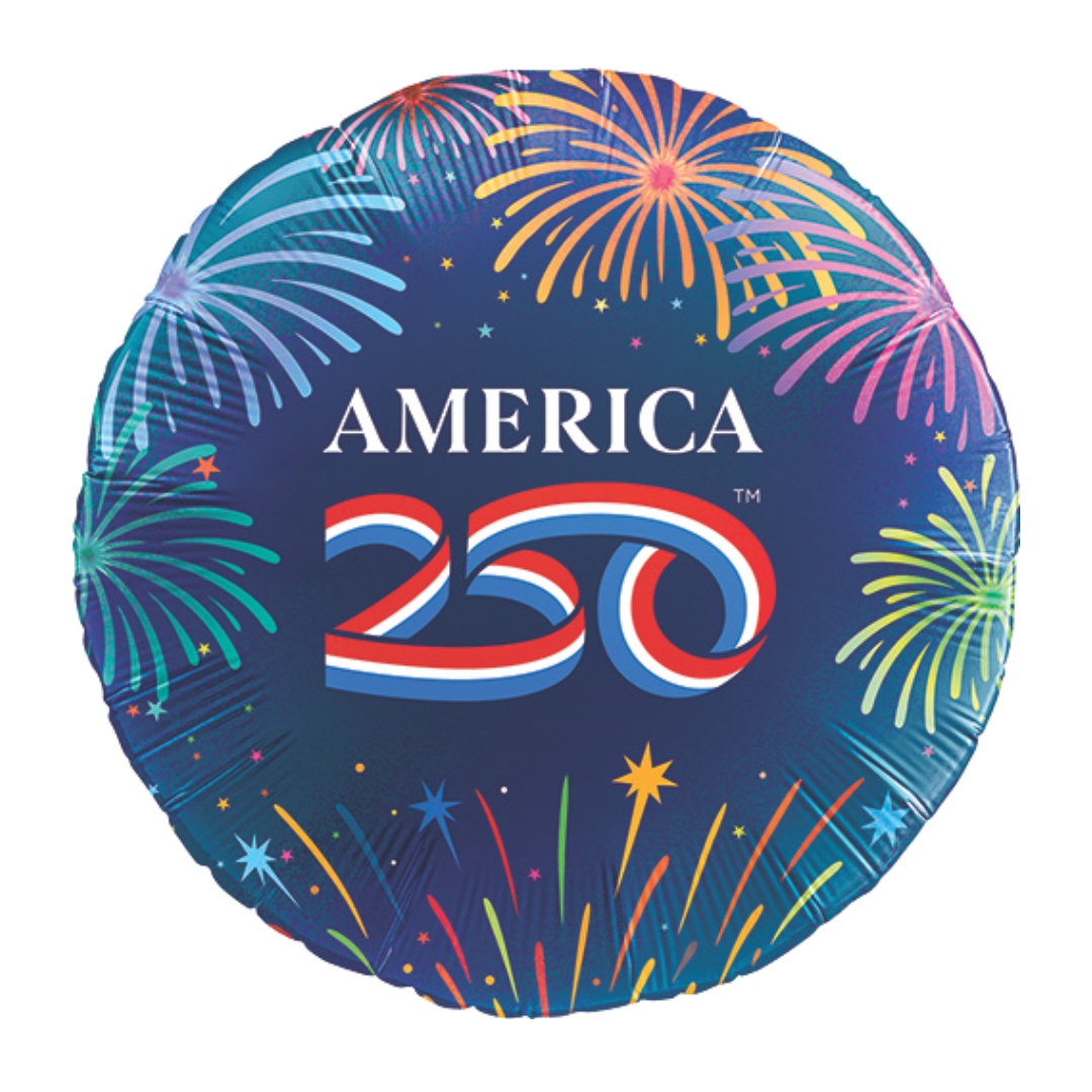 18" NovaLoons America 250th Fireworks Foil Balloon | Buy 5 Or More, Save 20%