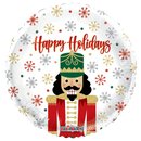 18" Happy Holidays Nutcracker Foil Balloon (P22) | Buy 5 Or More Save 20%