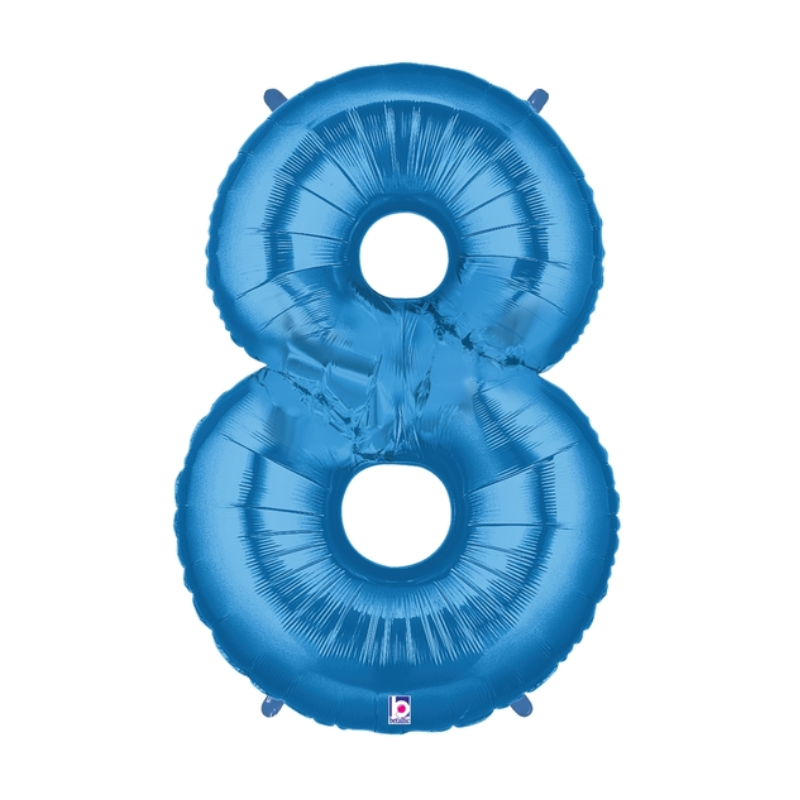34" Betallic Blue Number Foil Balloon - Megaloons | Numbers 0 - 9