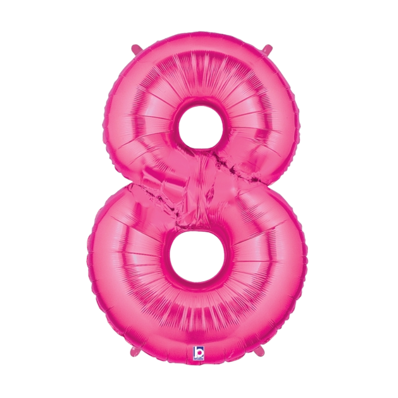 34" Betallic Hot Pink Number Megaloons Foil Balloon | Numbers 0-9