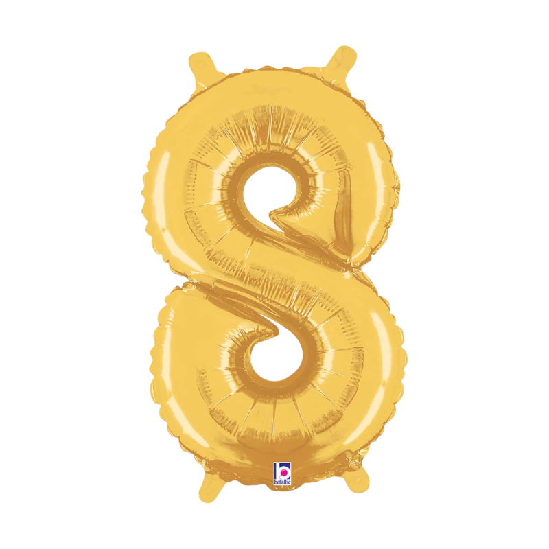 14" Betallic Gold Number Megaloon Air-Fill Foil Balloon | Numbers 0-9