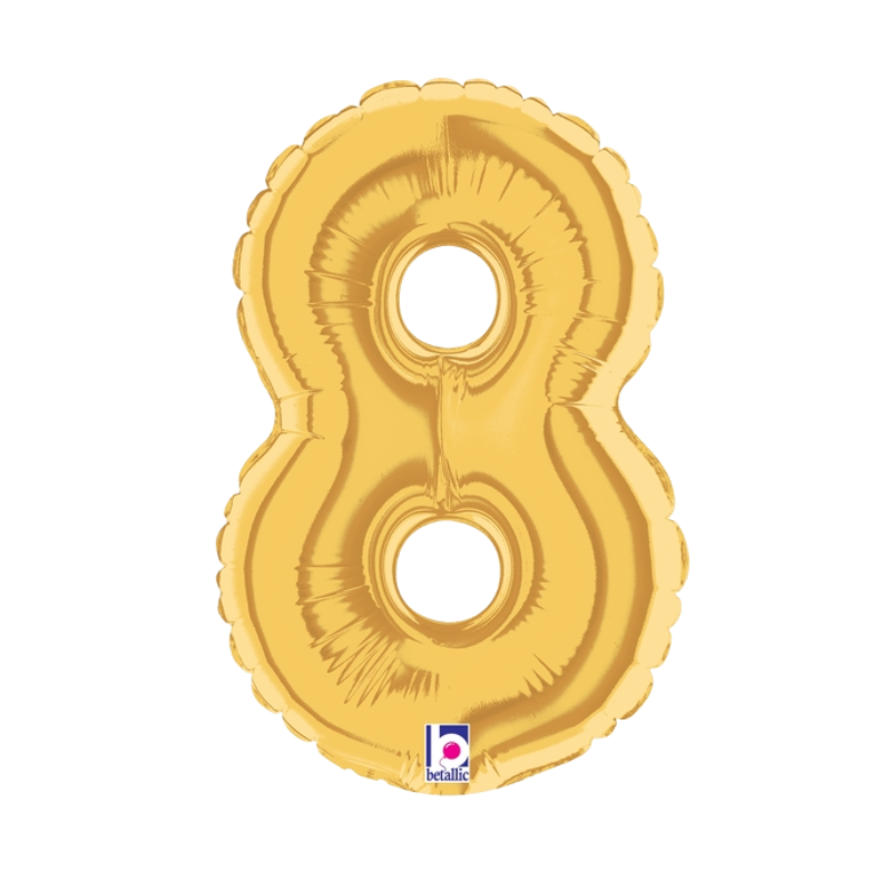 7" Betallic Gold Number Megaloons Foil Air-Fill Balloon | Numbers 0-9