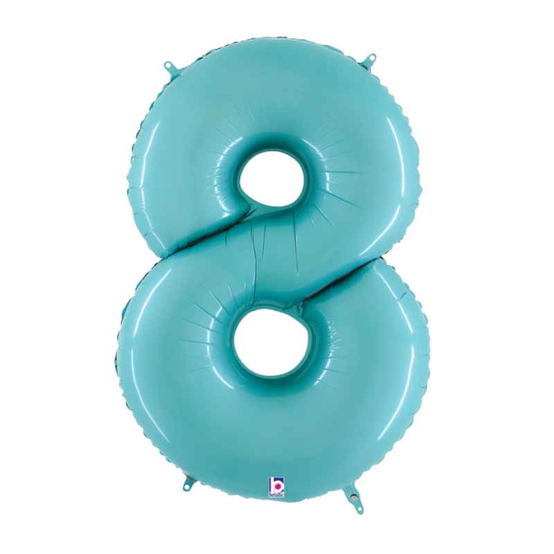Globos con números de lámina azul pastel de 34" - Megaloons | Números 0-9