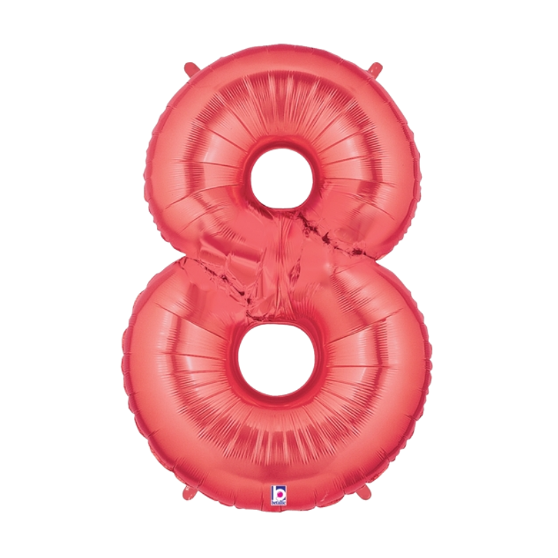 34" Betallic Red Number Megaloons Foil Balloon | Numbers 0-9