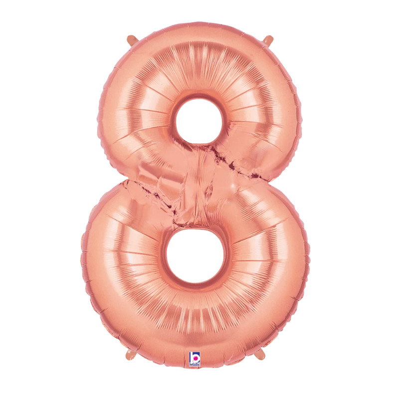 34" Betallic Rose Gold Number Megaloons Foil Balloon | Numbers 0-9