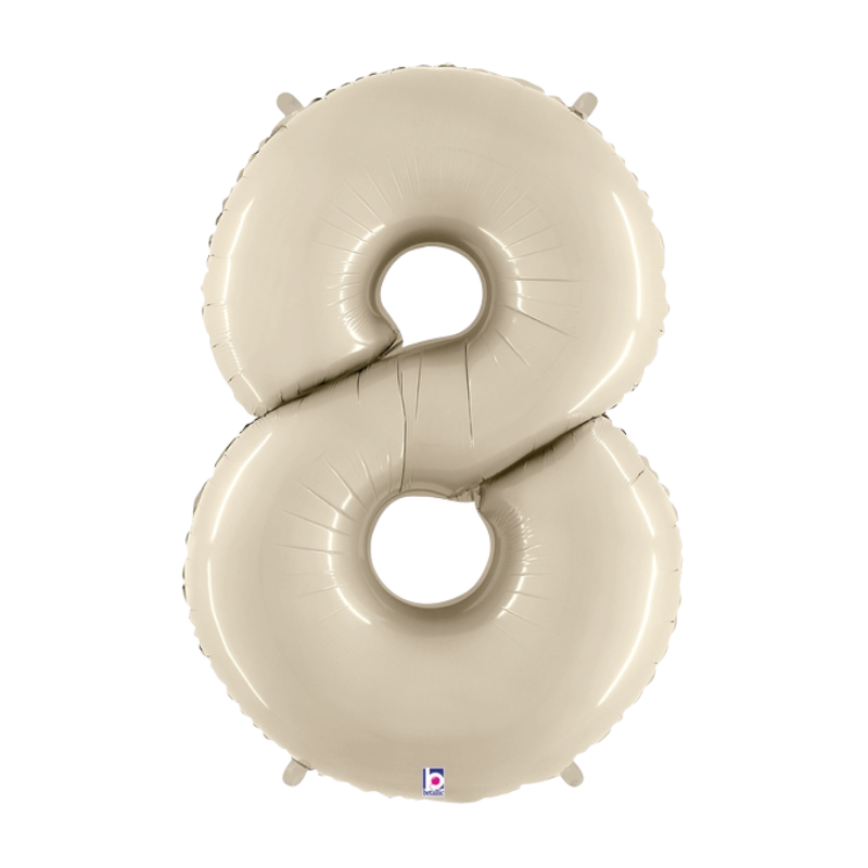 Globos con números de lámina de arena blanca de 34" - Megaloons | Números 0-9