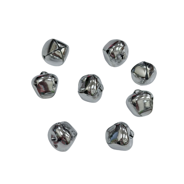 1/2" ACI Silver Jingle Bells - Decorative Charm | 8 Count