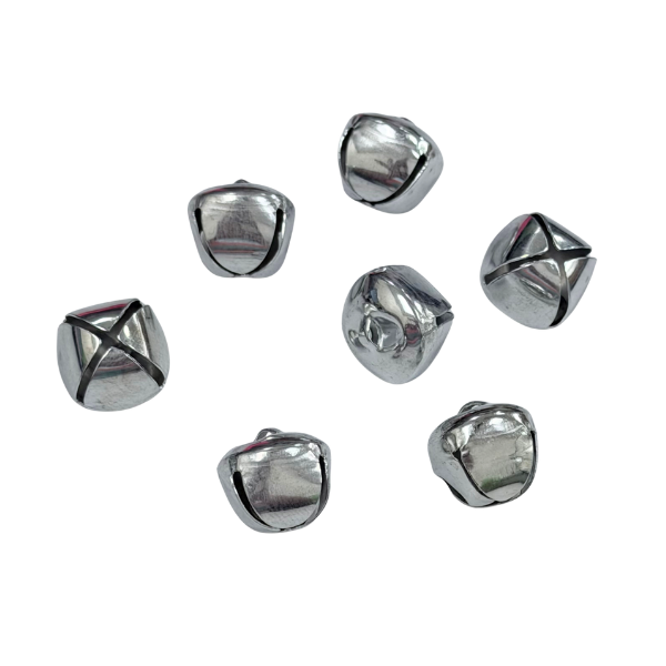 5/8" ACI Silver Metal Jingle Bells - Decorative Charm | 7 Count