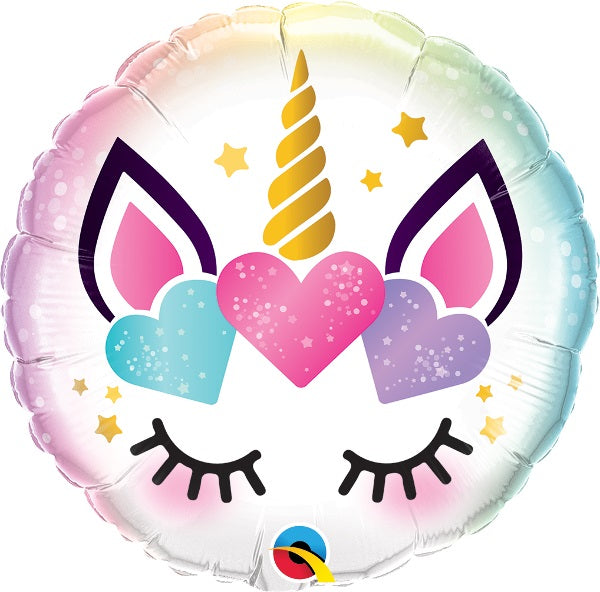 18" Qualatex Unicorn Eyelashes Foil Balloon | Clearance - While Supplies Last!
