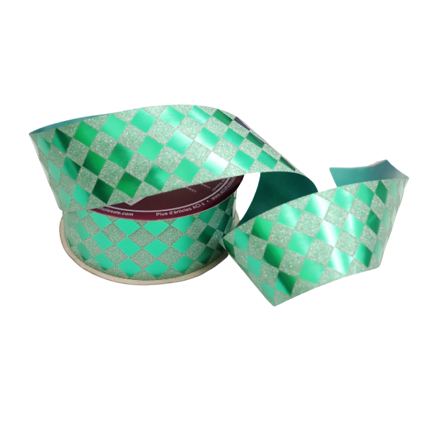 #5 ACI Green Diamondz Glitter Ribbon - 1 5/16" Wide x 25 Yards Long | 1 Spool