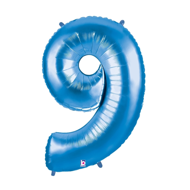 34" Betallic Blue Number Foil Balloon - Megaloons | Numbers 0 - 9