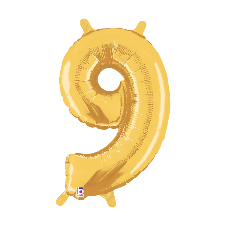 14" Betallic Gold Number Megaloon Air-Fill Foil Balloon | Numbers 0-9