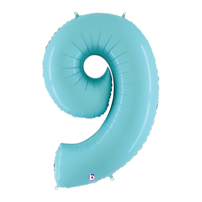 Globos con números de lámina azul pastel de 34" - Megaloons | Números 0-9