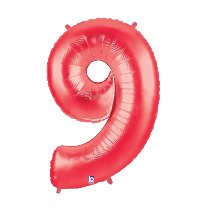 34" Betallic Red Number Megaloons Foil Balloon | Numbers 0-9