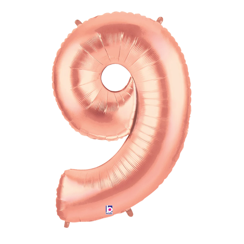 34" Betallic Rose Gold Number Megaloons Foil Balloon | Numbers 0-9