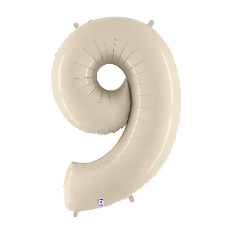 Globos con números de lámina de arena blanca de 34" - Megaloons | Números 0-9
