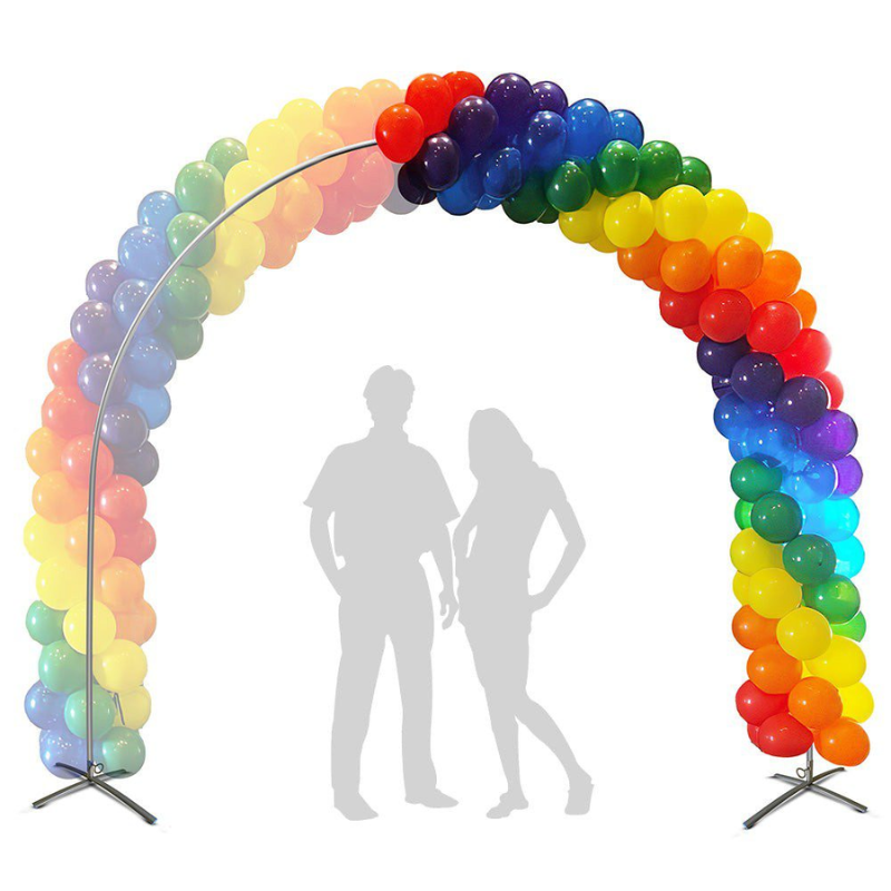 30' Silver Rainbow Aluminum Snap & Click Balloon Arch Frame | Light Weight, Easy To Transport!