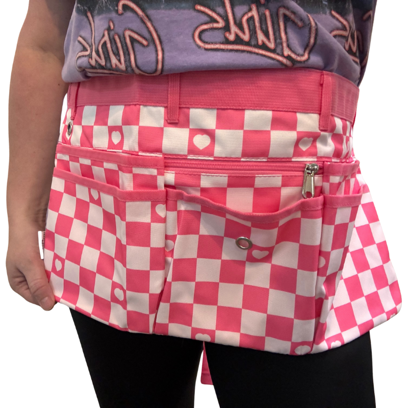 Creative Hearts Studio Hot Pink Checkered Adjustable Maker Apron - 20" x 11"  | 1 Count