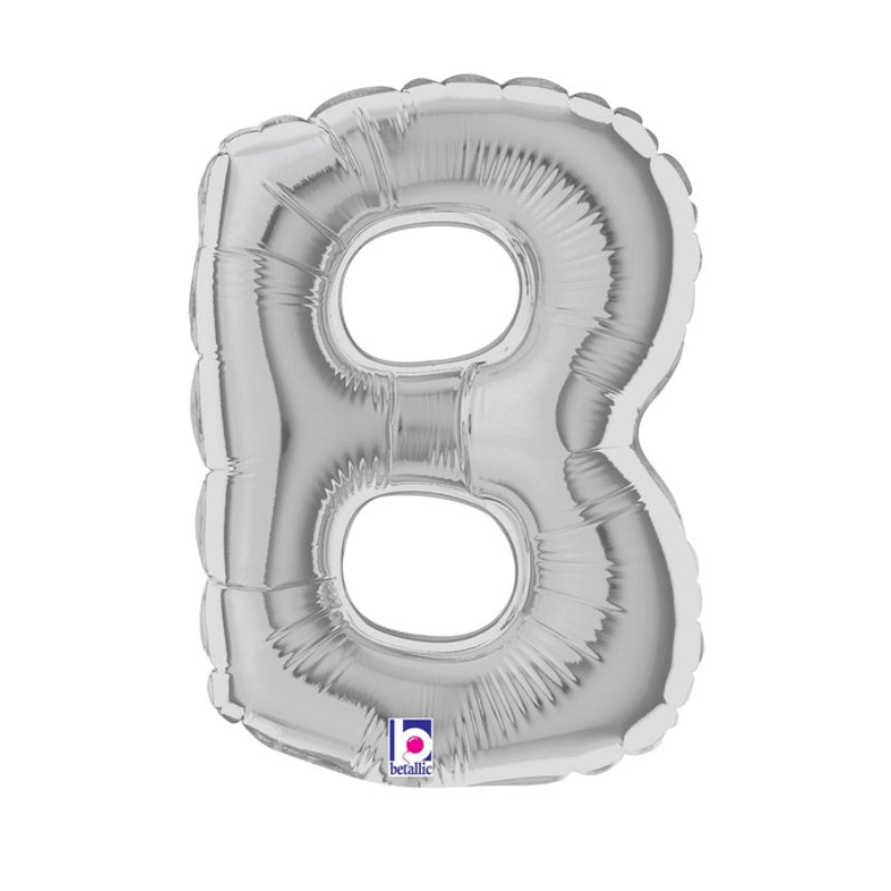 7" Betlallic Silver Letter Megaloons Jr. Foil Air-Fill Balloon | Letters A-Z